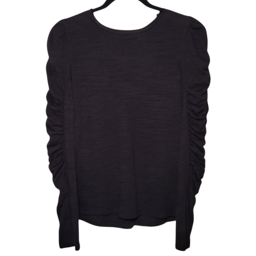 House of Harlow 1960 Ruched Long Sleeve Top Burnout Black Small Poetcore - Picture 3 of 11